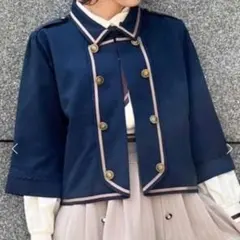 【axes femme】ダブルボタンカレッジジャケット 紺-F