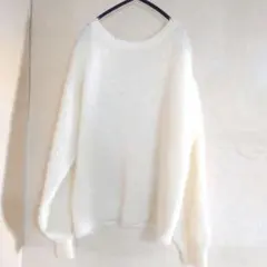 Gu アイボリー ファジーニット オーバーサイズセーター ゆるダボ XL