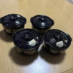 蓋付き茶碗蒸し器　葉と果実の装飾 4個セット