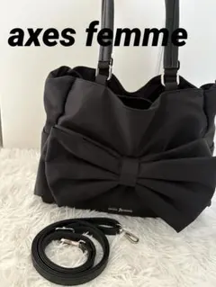 【axes femme】極美品 リボン付撥水ナイロントートバッグ　2wayのサムネイル