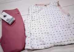 新品タグ付【PETIT BATEAU】ベスト レギンスセット 80 90cm