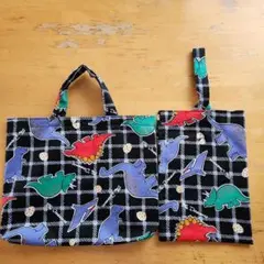 入学セット恐竜柄バッグと上履き入れセット