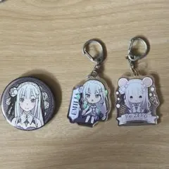 Re:ゼロから始める異世界生活 エミリア リゼロ アクリルキーホルダー 缶バッジ