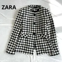 美品✨ZARA ジャケット　ノーカラー　ツイード　M 丸　ボタン