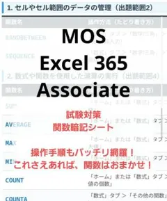 【一発合格】MOS Excel 365（Associate）関数暗記シート