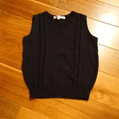 美品 マムエモア ニットベスト 濃紺 120 お受験
