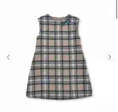 美品　タルティーヌエショコラ シャギーチェックリボン台形ワンピース　100