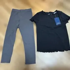 ELFINDOLL 西松屋ブラックトップスとチャコールレギンスセット 100
