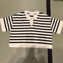 GU 半袖ニット　白黒ボーダー