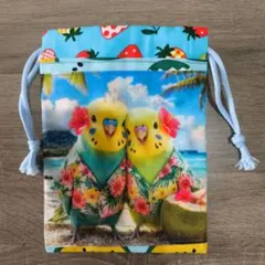 セキセイインコ 巾着袋 フルーツ柄。のサムネイル