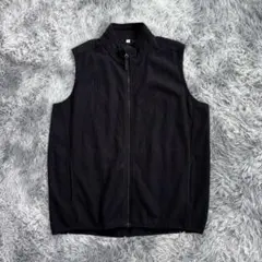 【ユニクロ】ワッフル ノースリーブジャケット フルジップ XL 黒 ベスト