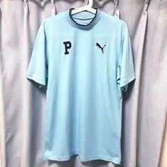 プーマ ゴルフ　半袖 モックネック シャツ　LL ライトブルー