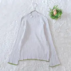 LOWRYS FARM 配色リブニット フレア袖 F　カジュアル長袖ニット