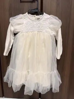 プティマイン　アイボリー レース チュール ワンピース 110cm