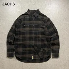 【JACHS】フランネルチェックシャツ XLコットン長袖シャツ古着 黒茶チェック