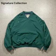 90sナイロンプルオーバーSignatureCollection 緑XL刺繍短丈