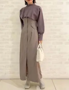 ココディール クロップドニット ジレワンピセット