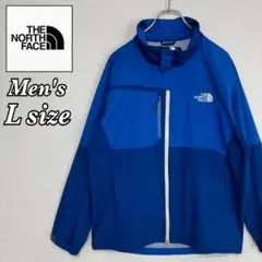 ノースフェイス マウンテンパーカー 海外限定 ロゴ刺繍 ブルー メンズ Lサイズ