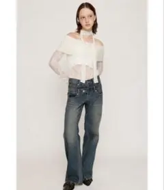 お値下げ中✨SLY DOUBLE BELT WIDE FLARE ジーンズデニム