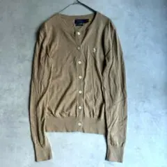 ポロラルフローレン QRタグ カーディガン クルーネック ポニー刺繍 ベージュ