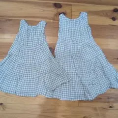 姉妹お揃い　ノースリーブ チェック柄 ワンピース 130cm 110cm