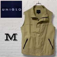 90s　オールドユニクロ　コットンベスト　ベージュ　紺タグ　フルジップ
