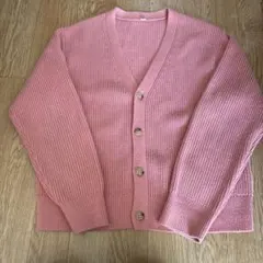 ユニクロ ピンク Vネック カーディガン 150