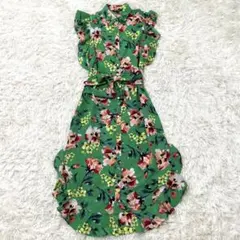 ゼラニウム様ローレンラルフローレン 花柄 フリル ワンピース リボンベルト