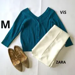 美品 レディース服2点セットコーデ売りM カーデ パンツ