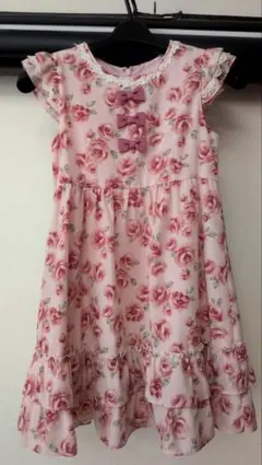 花柄ピンクワンピース 半袖