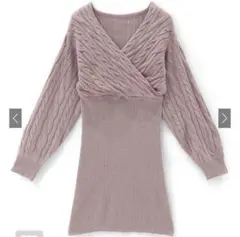 GRL グレイル　ケーブル編みカシュクールニットミニワンピース[rut893]