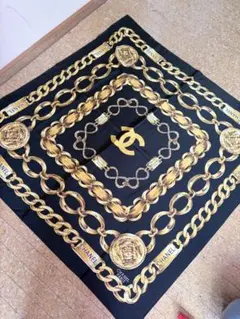 あ*い様 CHANEL シルク スカーフ チェーンデザイン