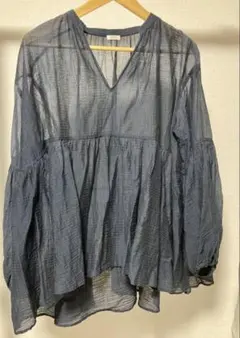 IÉNA Karl Mayerギャザーブラウス　フリーサイズ　ネイビー　イエナ