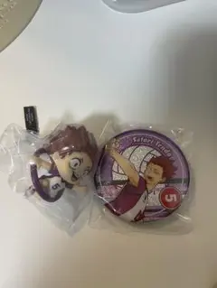 ハイキュー　こんにち輪キーホルダー＆繋ぐグリッター缶バッジセット　天童覚