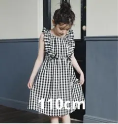 110cm ブランシェースシャンブレーギンガムチェック半袖ワンピース　新品