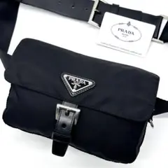 ✨美品✨プラダ ウエストバッグ 三角ロゴプレート ベルト ナイロン ブラック