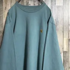 【希少カラー】カーハート WIP 刺繍ロゴ ロングスリーブTシャツ ターコイズ