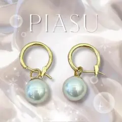 一粒パール フープピアス ゴールド 揺れる パールピアス 上品 華やか 冠婚葬祭