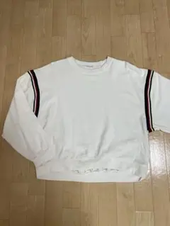 ホワイト ストライプ入り スウェット Mサイズ