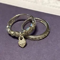 フォリフォリ ハートチャーム付きリングセット シルバー 8号