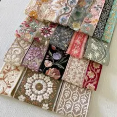 インド刺繍リボンアソート／50cm×20本／ハンドメイド資材