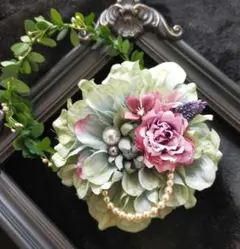 【難あり】268 コサージュ ブローチ 髪飾り くすみ青 パール 卒業式 卒園式