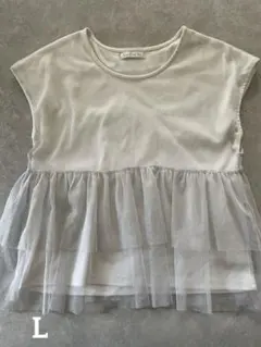 チュールドッキングTシャツ 半袖トップス Lサイズ