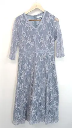 LACE LADIES レースレディース 青系 花柄レースワンピース XLサイズ