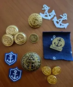 イカリボタン　ピンズ　ワッペン　マリンセット