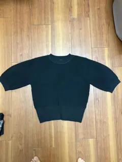 【美品】黒 半袖ニットセーター オフィスカジュアル