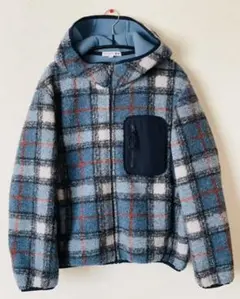 ユニクロ　jw ボアフリースフルジップパーカ　チェック　ブルー　Ｓ　新品未使用