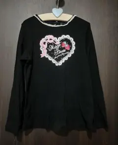 mezzo piano 黒　トップス　ロンT いちごハート