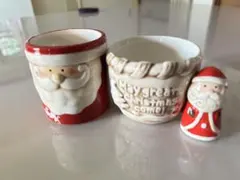 クリスマス サンタクロース 陶器製小物入れ 2点セット