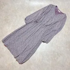 グラシア 小花柄ロングワンピース L パープル系 大きいサイズ ゴムウエスト
